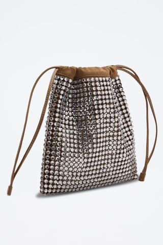 Sac à main décoration de strass - Marron