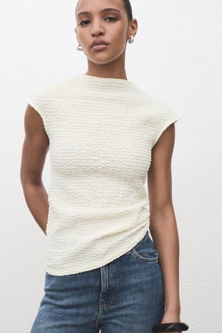 Top coton texturé - Blanc cassé