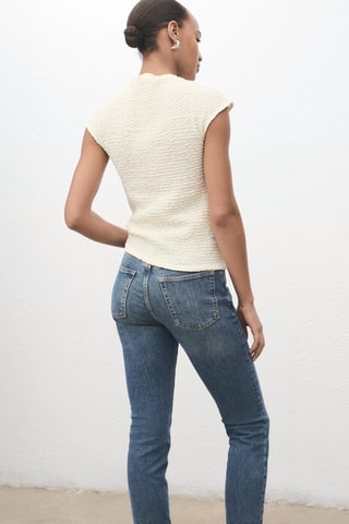 Top coton texturé - Blanc cassé