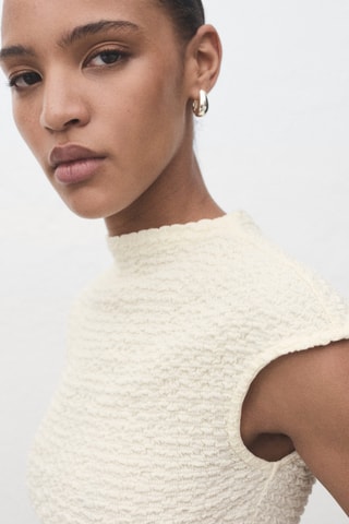 Top coton texturé - Blanc cassé