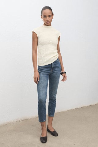 Top coton texturé - Blanc cassé