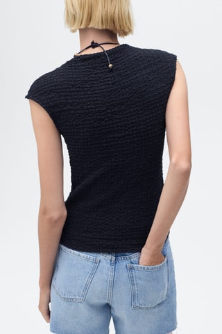 Top coton texturé - Bleu marine