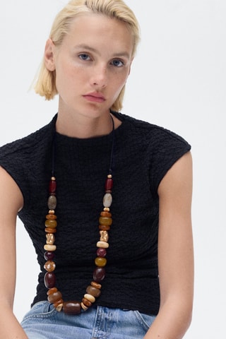 Top coton texturé - Bleu marine