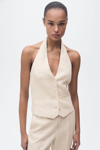 Gilet costume lin - Gris clair