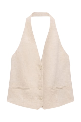 Gilet costume lin - Gris clair