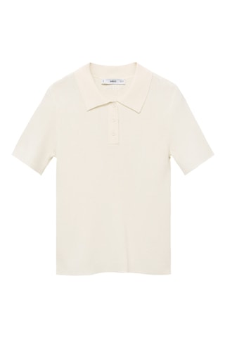 Pull-over col polo manches courtes - Ecru