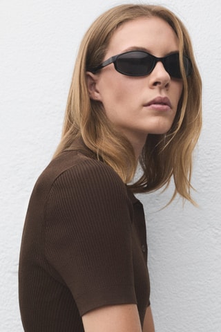 Pull-over col polo manches courtes - Chocolat