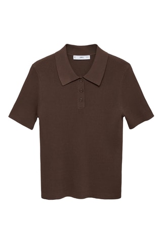 Pull-over col polo manches courtes - Chocolat