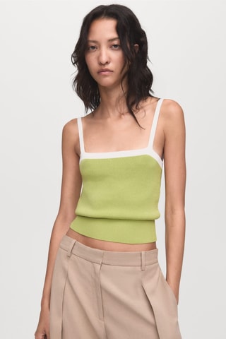 Top maille dos croisé - Vert pastel