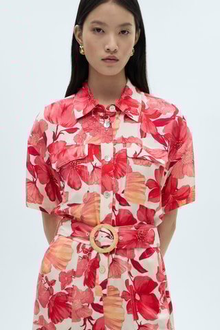 Combi-pantalon en imprimé fleuri - Rouge