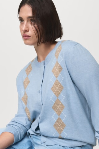 Cardigan maille losanges - Bleu clair