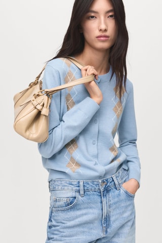 Cardigan maille losanges - Bleu clair