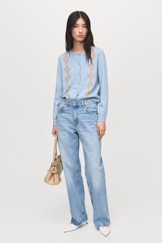 Cardigan maille losanges - Bleu clair