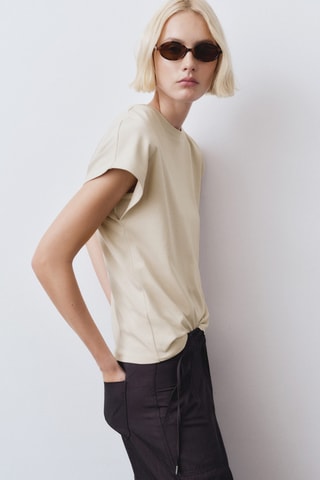T-shirt coton col rond - Beige