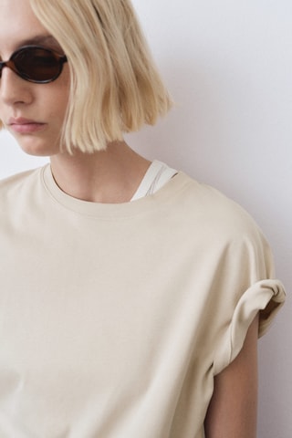 T-shirt coton col rond - Beige