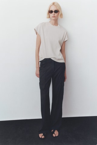 T-shirt coton col rond - Beige