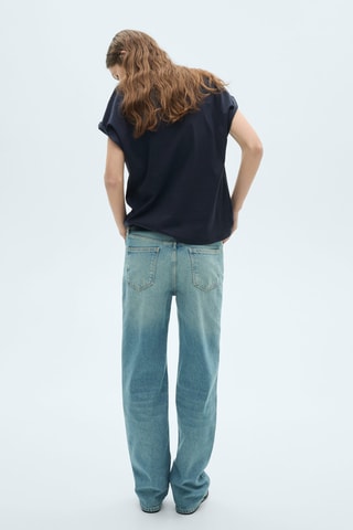 Katoenen T-shirt met ronde hals - Beige