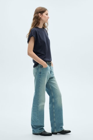 Katoenen T-shirt met ronde hals - Beige