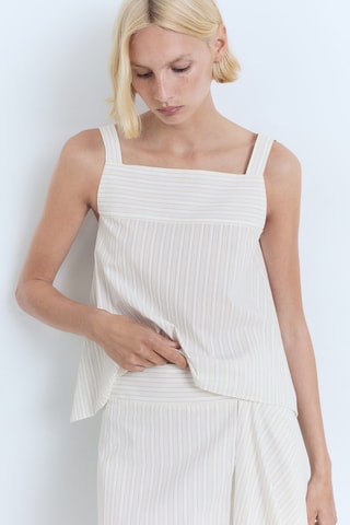 Top bretelles à rayures - Ecru