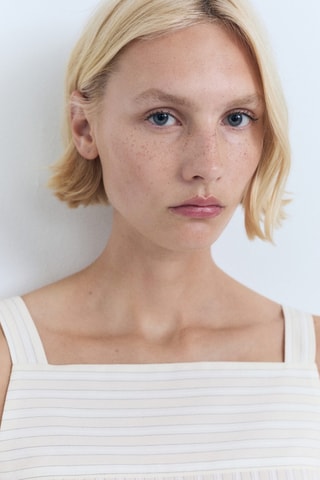 Top bretelles à rayures - Ecru