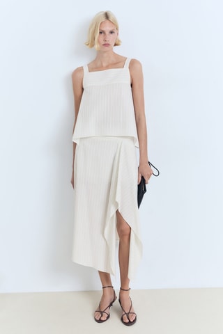 Top bretelles à rayures - Ecru