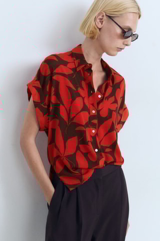 Chemise imprimée manches courtes - Rouge