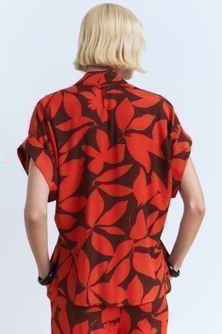 Chemise imprimée manches courtes - Rouge