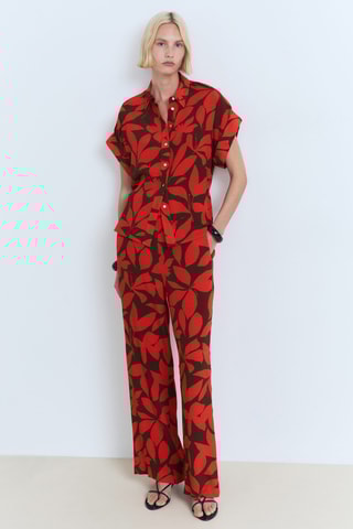 Chemise imprimée manches courtes - Rouge