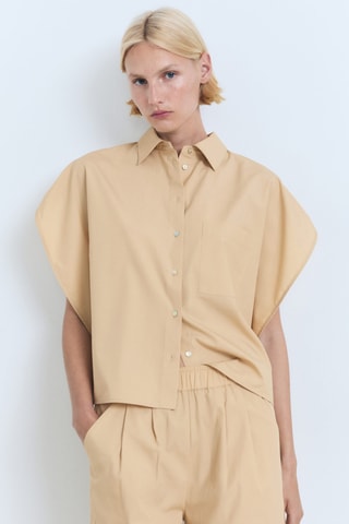 Chemise oversize manches courtes - Marron