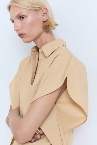 Chemise oversize manches courtes - Marron