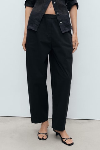 Pantalon coton taille élastique - Noir