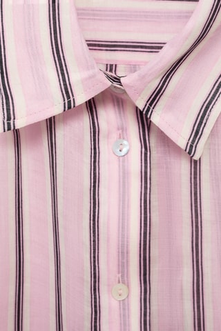 Chemise en ramie à rayures - Rose clair