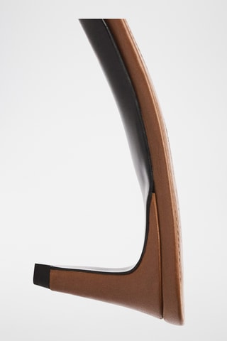 Sandale à talon en cuir détail de fleur - Marron