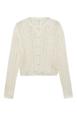 Cardigan maille ajourée - Ecru