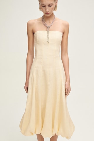 Robe en lin bas bouffant - Jaune