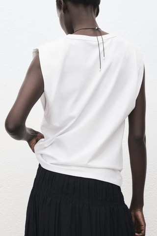 T-shirt épaulettes manches courtes - Blanc