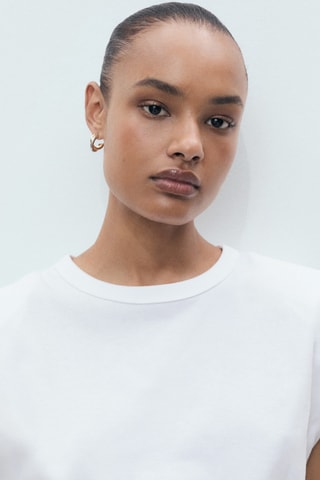 T-shirt épaulettes manches courtes - Blanc