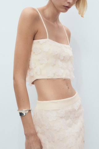 Top à fleurs en relief - Blanc