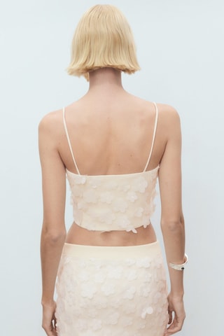 Top à fleurs en relief - Blanc