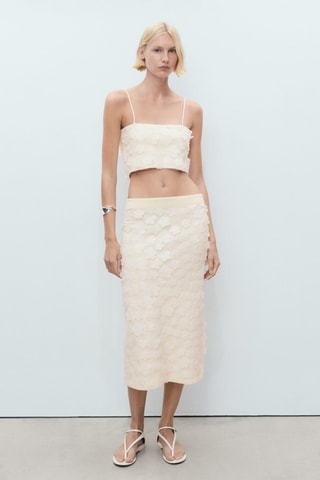 Top à fleurs en relief - Blanc