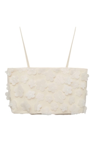 Top à fleurs en relief - Blanc