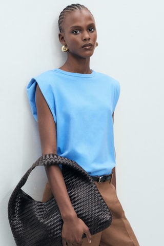 T-shirt épaulettes manches courtes - Bleu