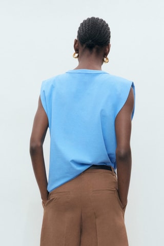 T-shirt épaulettes manches courtes - Bleu