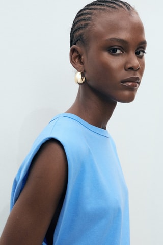 T-shirt épaulettes manches courtes - Bleu