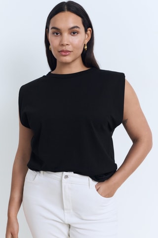 T-shirt épaulettes manches courtes - Noir