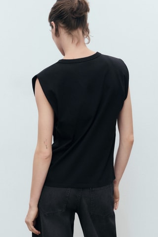 T-shirt épaulettes manches courtes - Noir