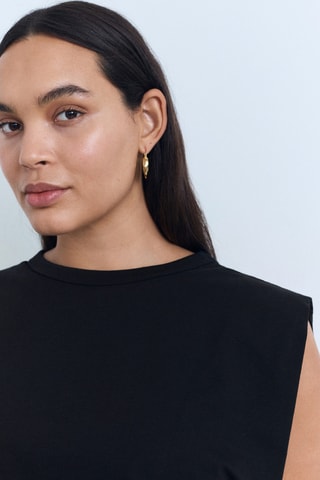 T-shirt épaulettes manches courtes - Noir