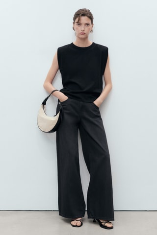 T-shirt épaulettes manches courtes - Noir