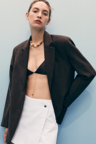 Jupe short en jean croisée - Blanc