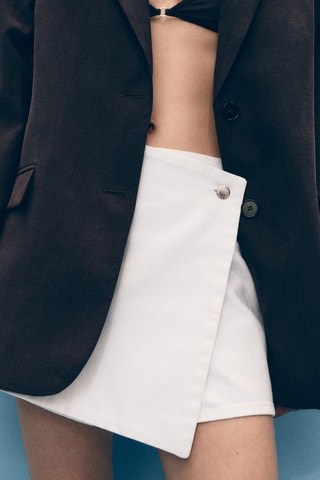 Jupe short en jean croisée - Blanc